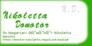 nikoletta domotor business card